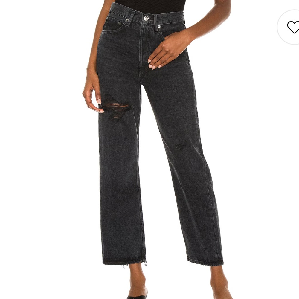 AGOLDE Black Distressed Crop Jeans 23